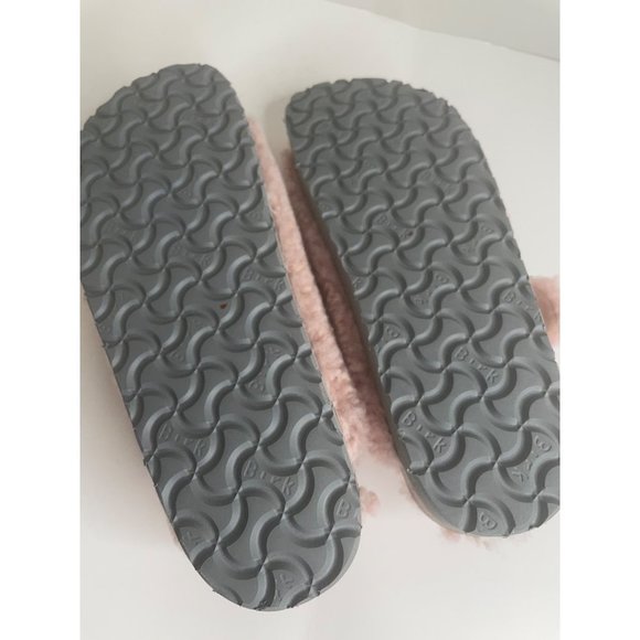 Birkenstock Arizona Teddy Shearling Platform Sandals Pink Big Buckle 41 US 10 - Picture 6 of 7